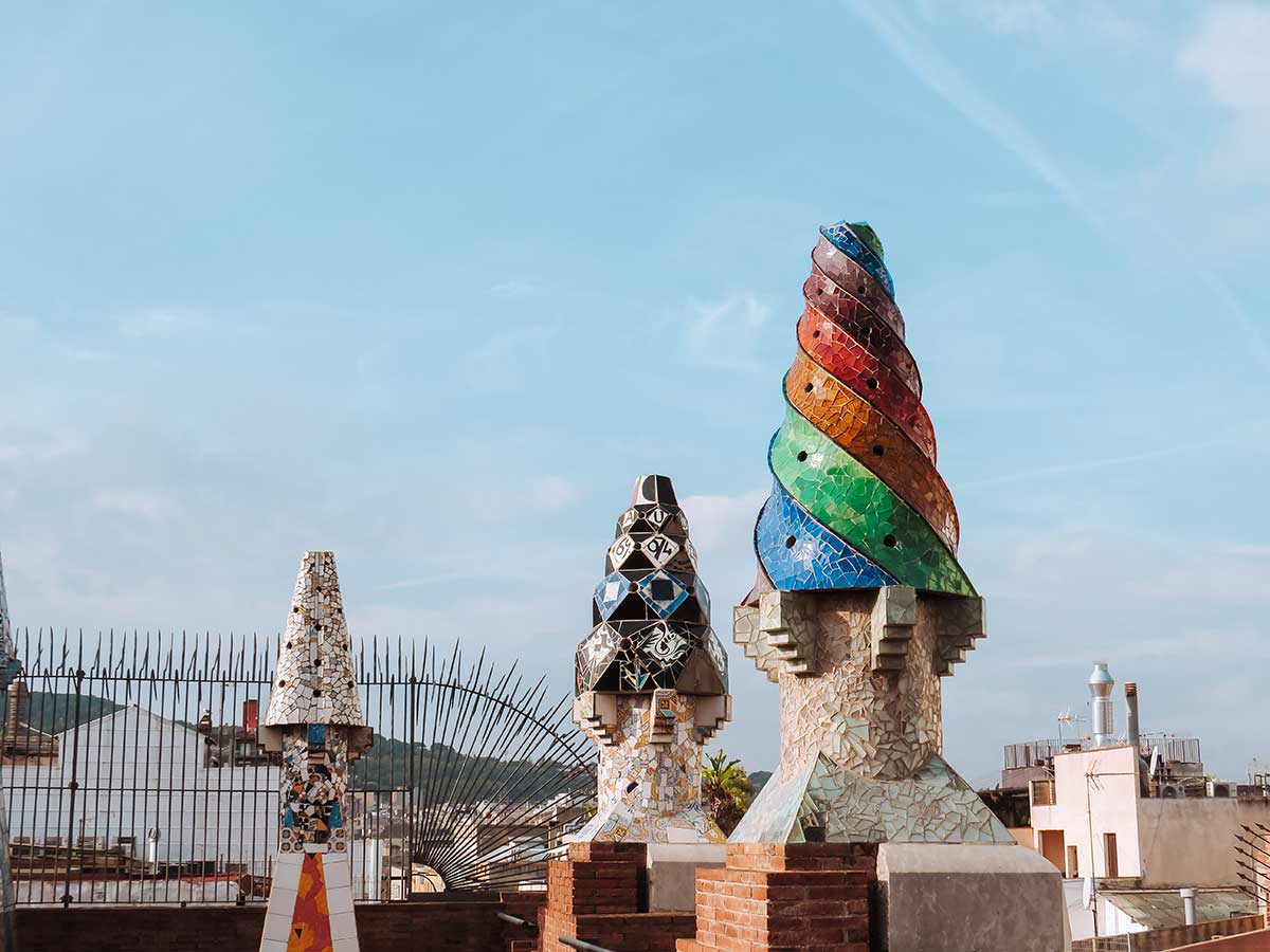 Rooftop of palau guell in Barcelona