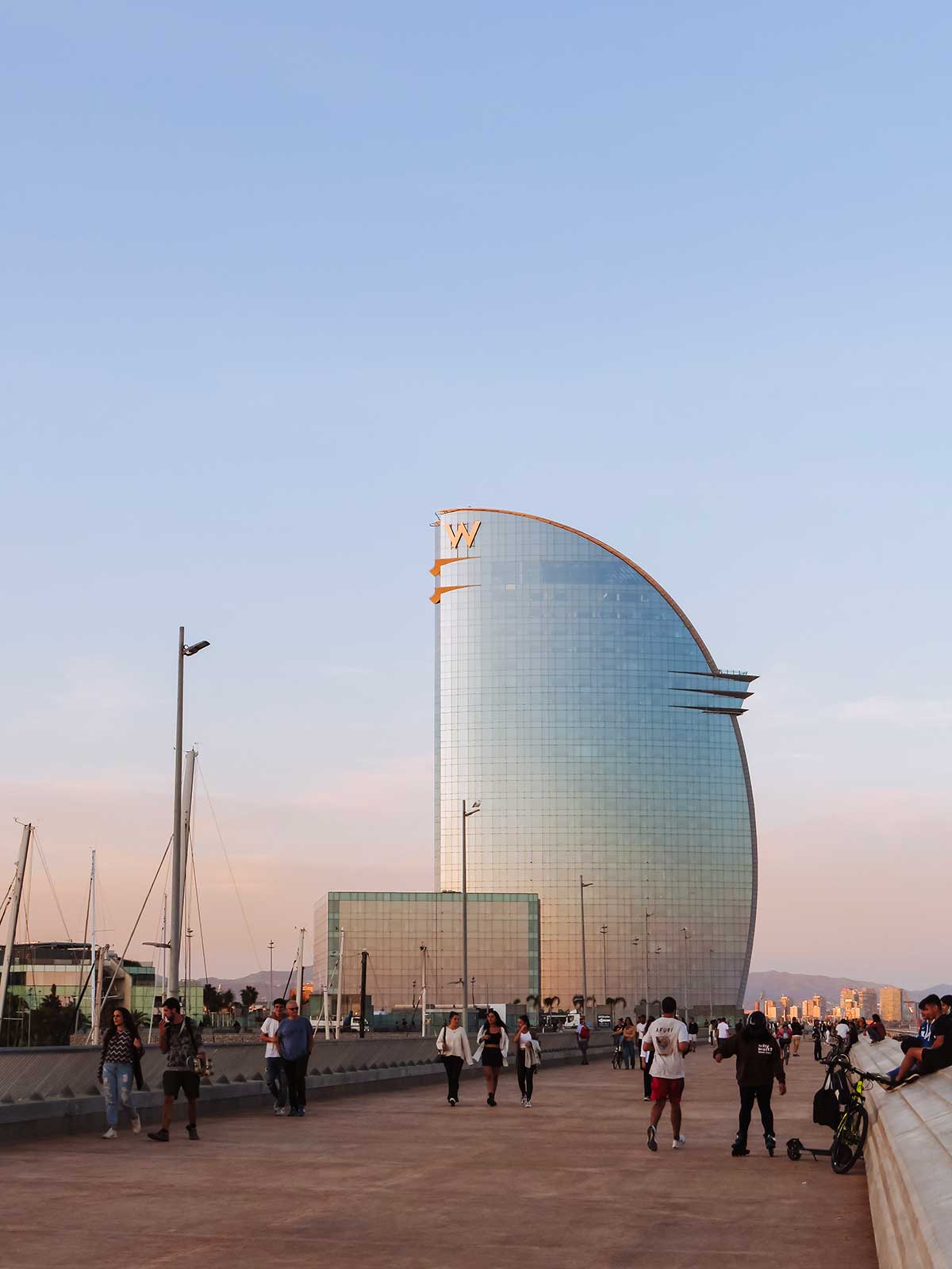 26 Most Instagrammable Places in Barcelona 24 A photo of the W hotel at sunset.