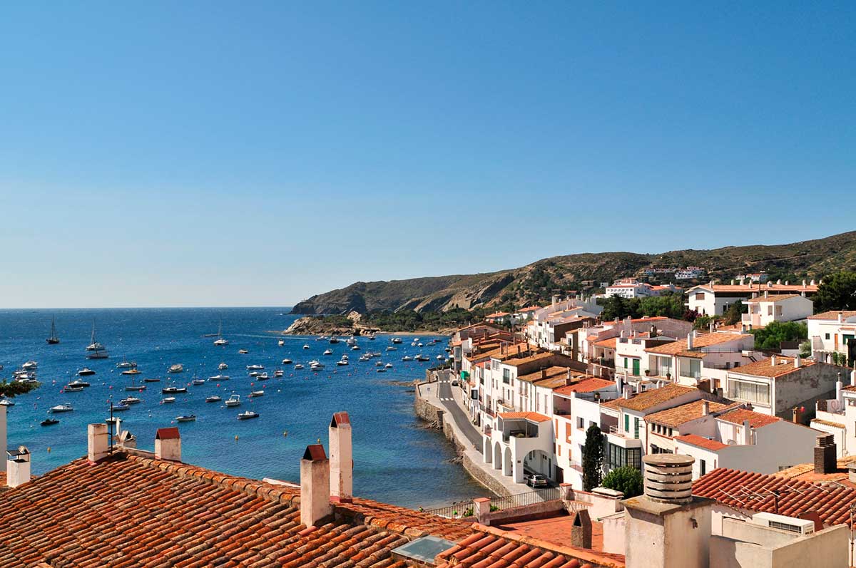 A photo of the white painted town of cadaques in catalonia, spain.