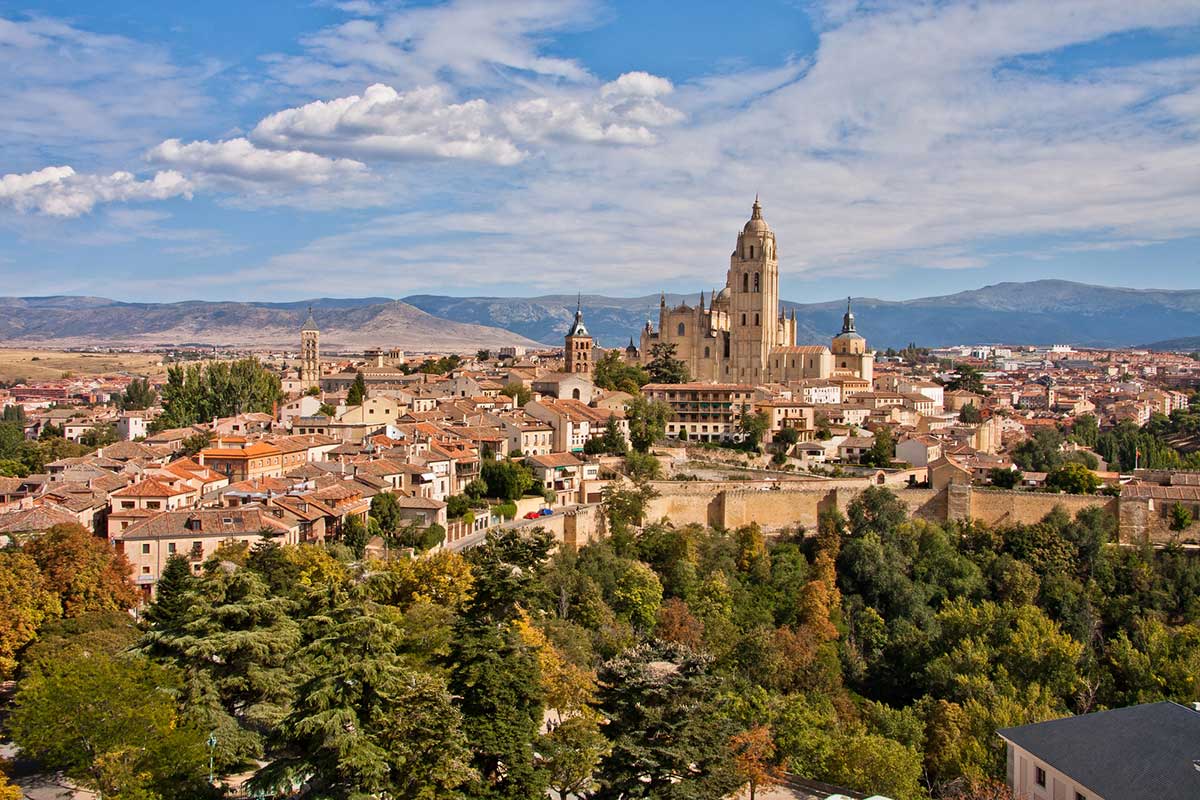 A panoramic view of Segovia, Spain.