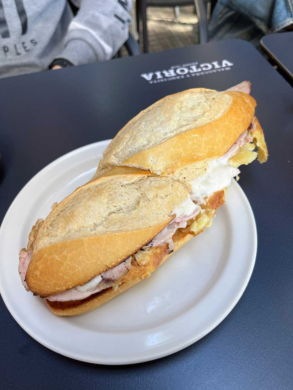Pork and tortilla sandwich from Meson Paco bar in Malaga, Spain.