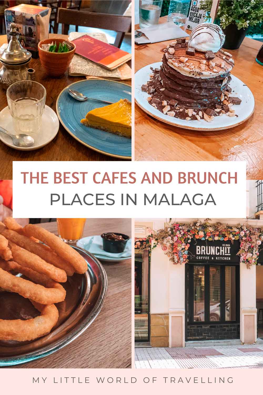 Pinterest pin that reads the best cafes and brunch places in Malaga.