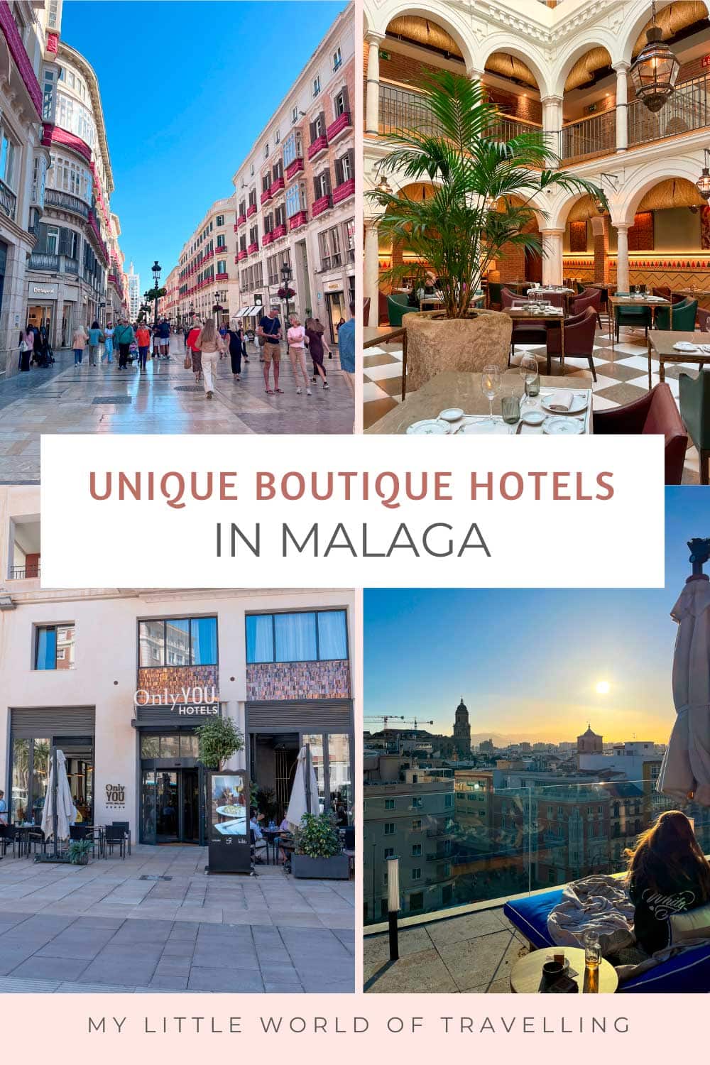 12 Best Boutique Hotels in Malaga For Every Traveller 1 Pinterest pin that reads boutique hotels in Malaga.