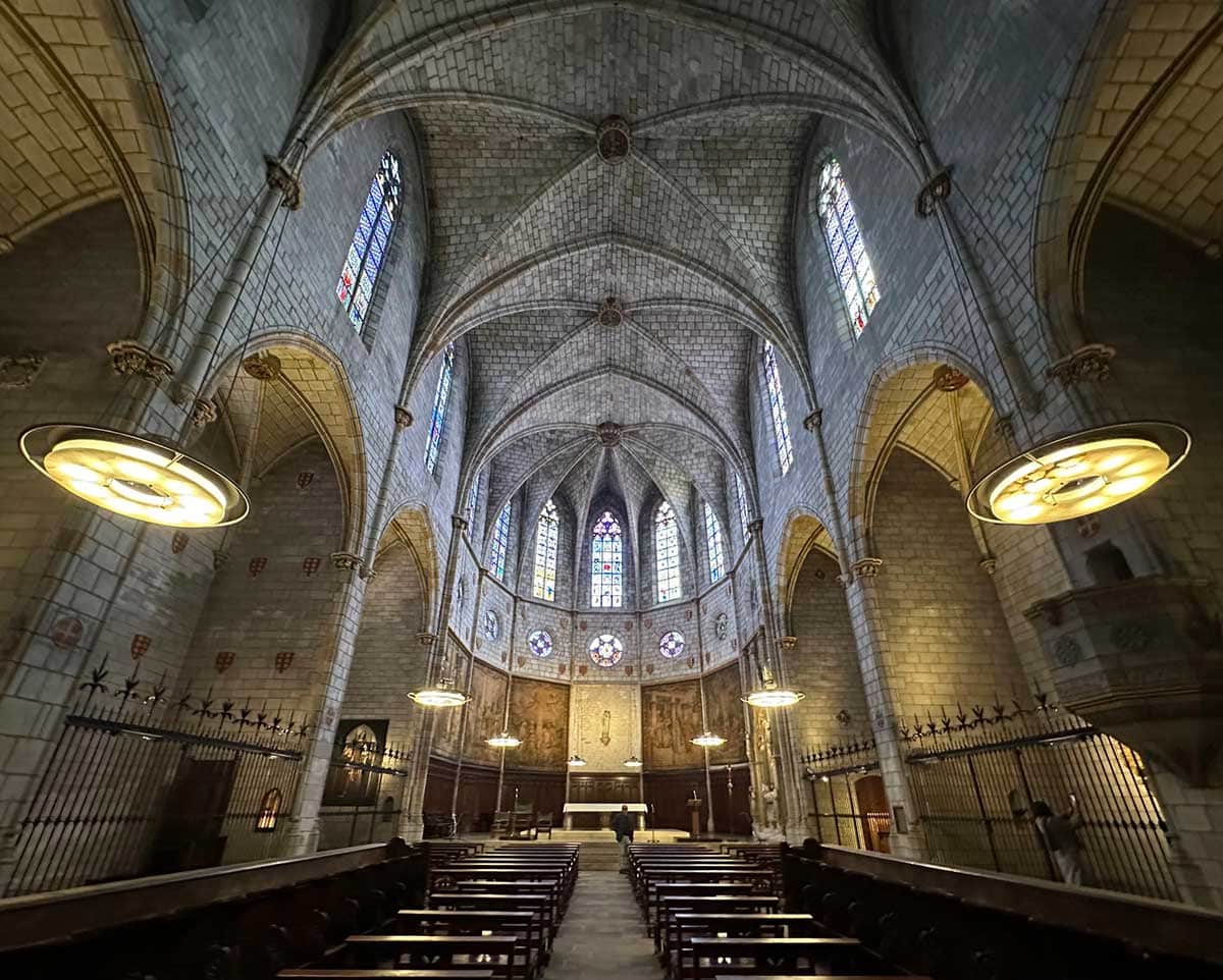 Interior of the church of the Monastery of Pedralbes, Barcelona.