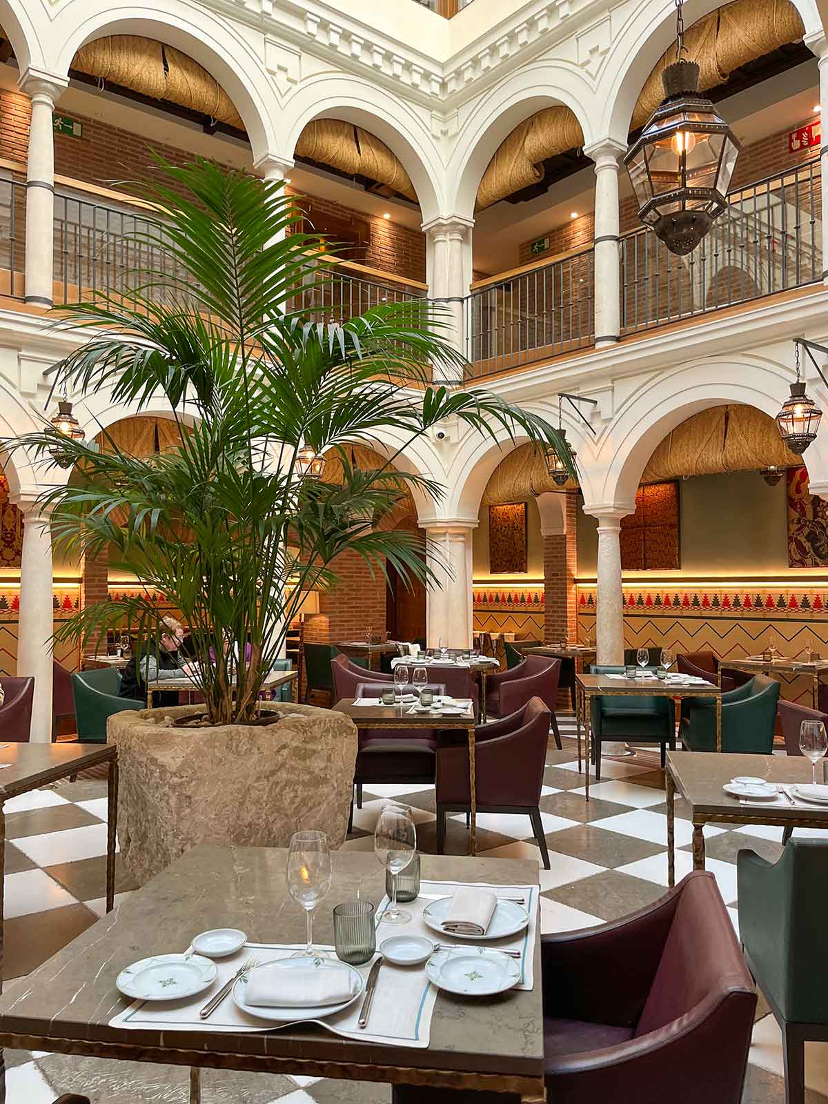 12 Best Boutique Hotels in Malaga For Every Traveller 7 Restaurant inside Palacio Solecio boutique hotel in Malaga city centre.