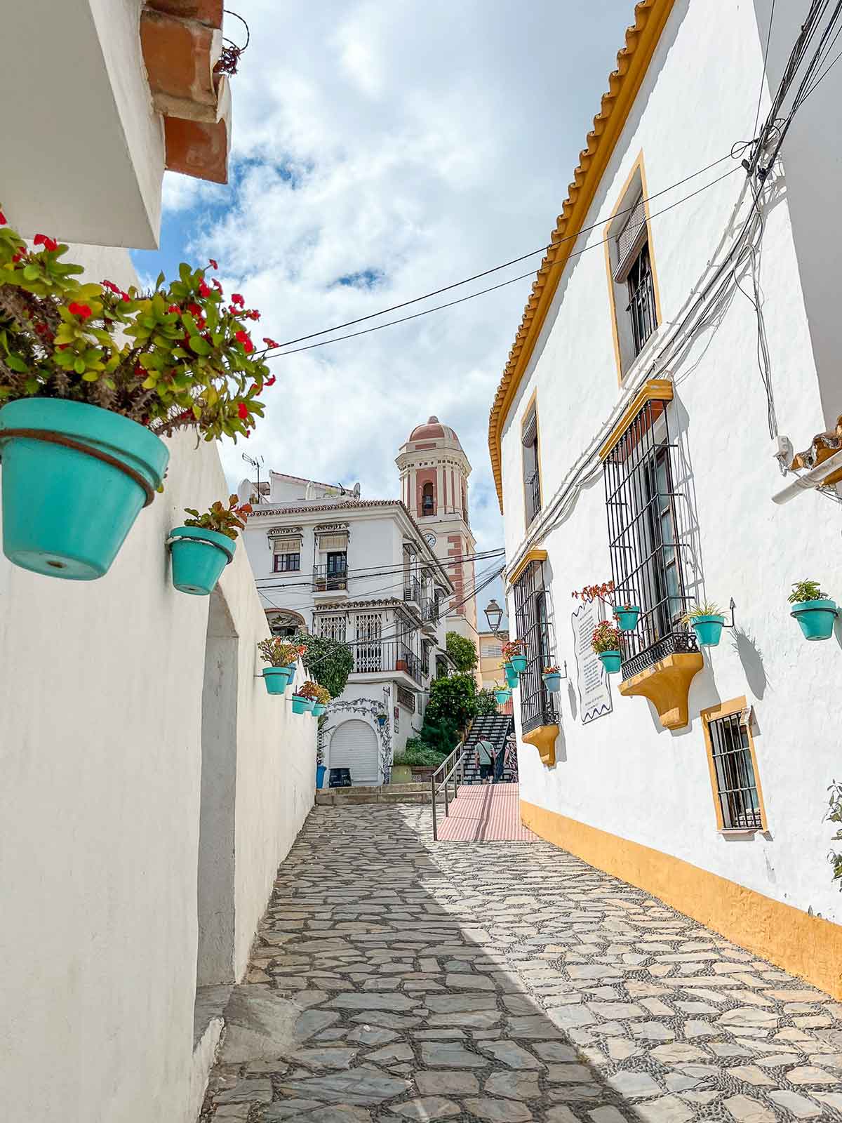 A street leading to Torre del Reloj in Estepona.