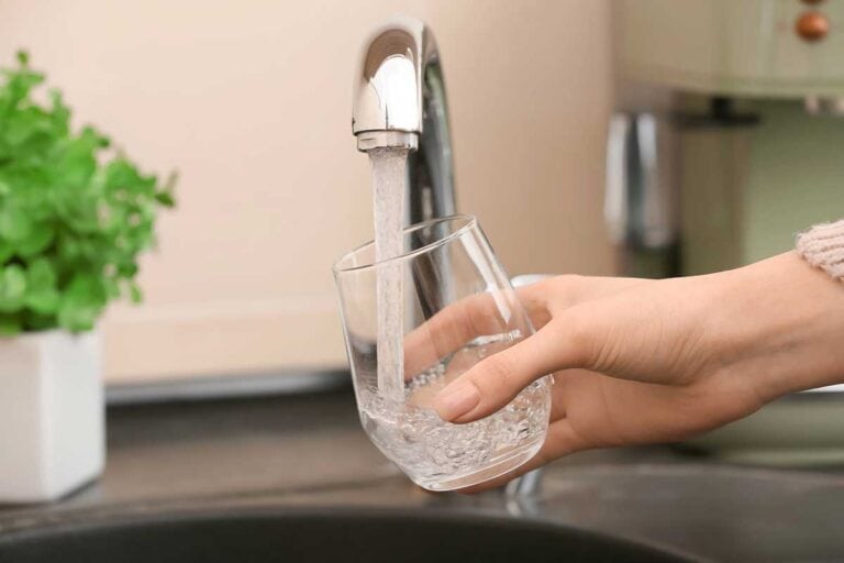 woman holding a glass of water