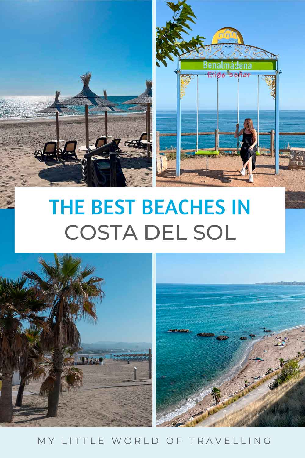 Pin that reads beaches in Costa del Sol.