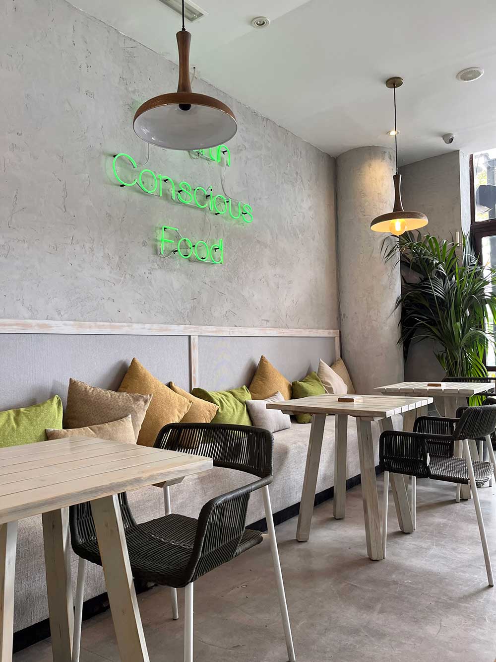 Conscious food sign on the wall of Manuka's restaurant