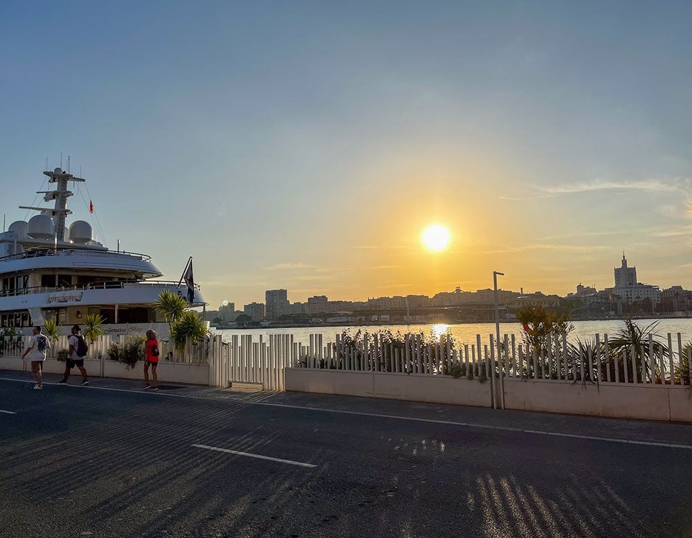 Pedregalejo: Malaga's Traditional Fishing Neighbourhood 11 Sunset at Muelle Uno, Malaga, Spain.