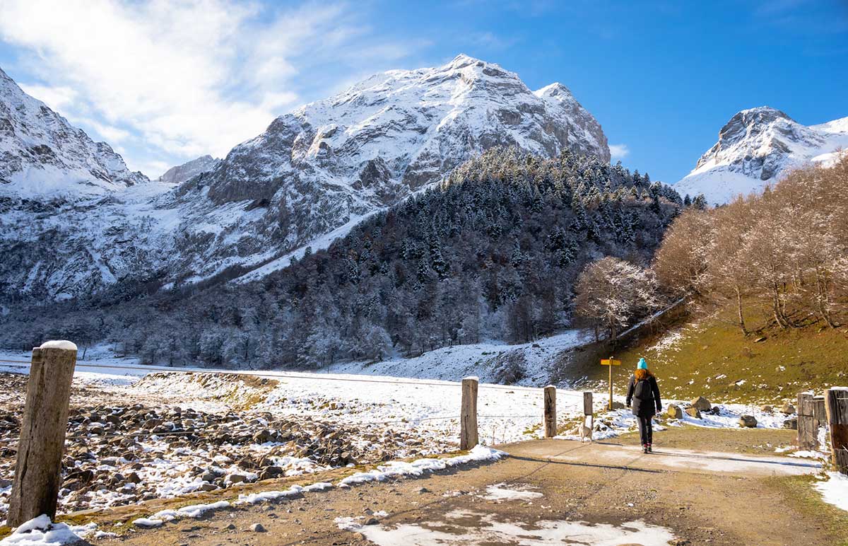 Mountains covered in snow in the Aran Valley in Catalonia.