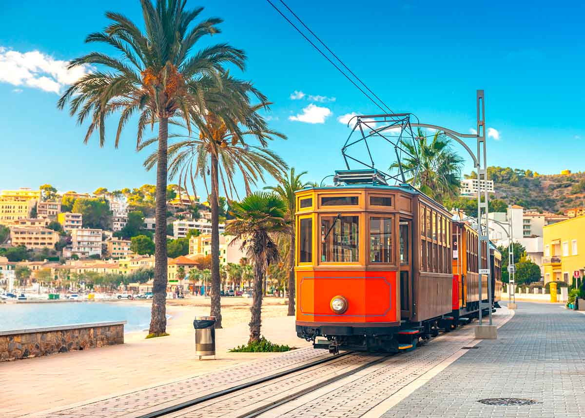 The tram that runs from Soller to Port de Soller in Mallorca, Spain.