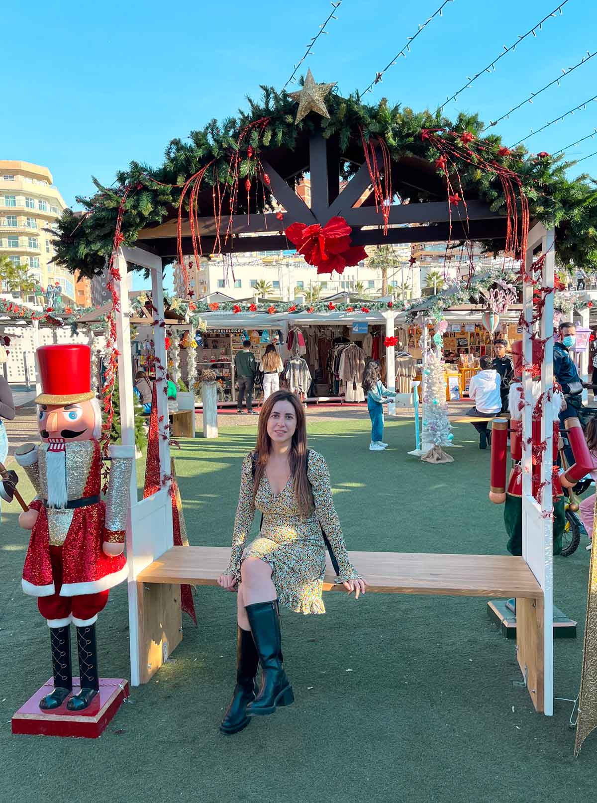 Best Christmas Events on the Costa del Sol (2025) 9 Cristina at the Christmas market in muelle uno port in malaga, spain.