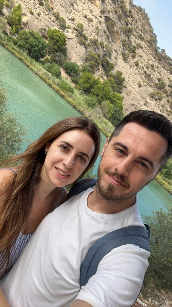 Selfie of Cristina and partner in Caminito del Rey