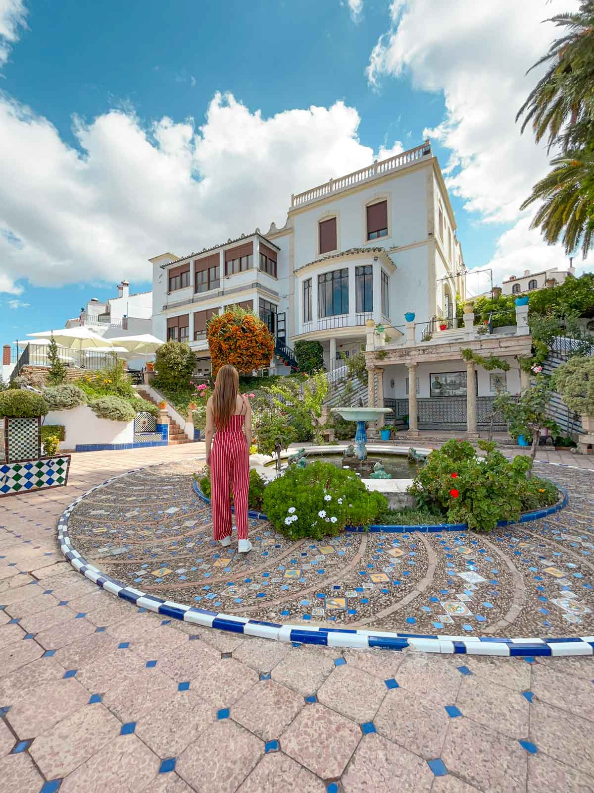 Cristina in Museo Don Bosco gardens in Ronda, Spain.