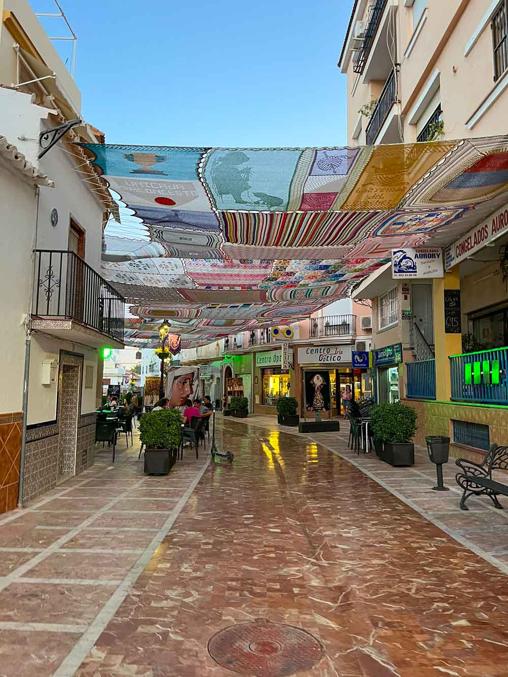 Crochet canopy in Malaga Street in Alhaurin de la Torre, Spain.