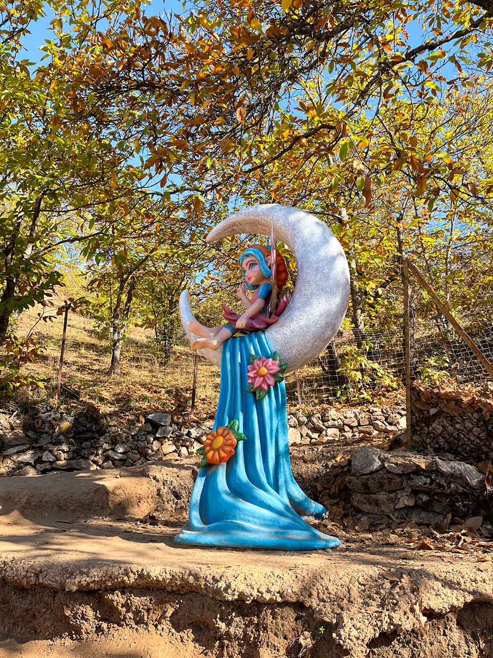 Fairy statue in the enchanted forest in Parauta, Spain.