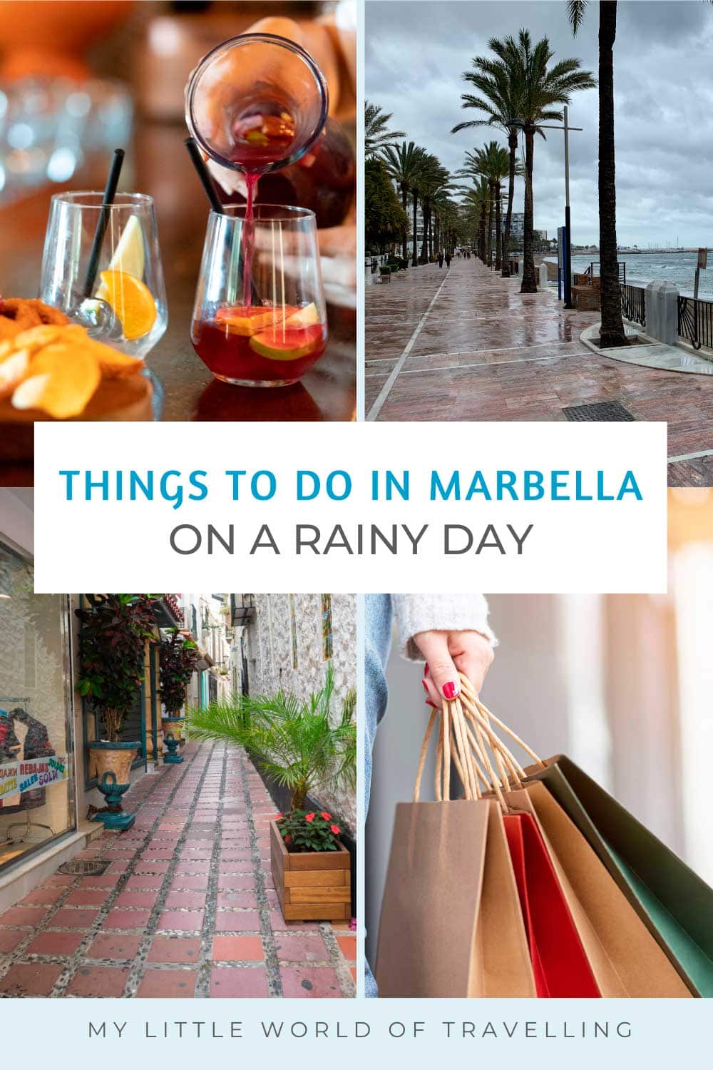 What to Do in Marbella When it Rains (13 Top Activities!) 1 Pinterest pin that reads what to do in Marbella when it rains.