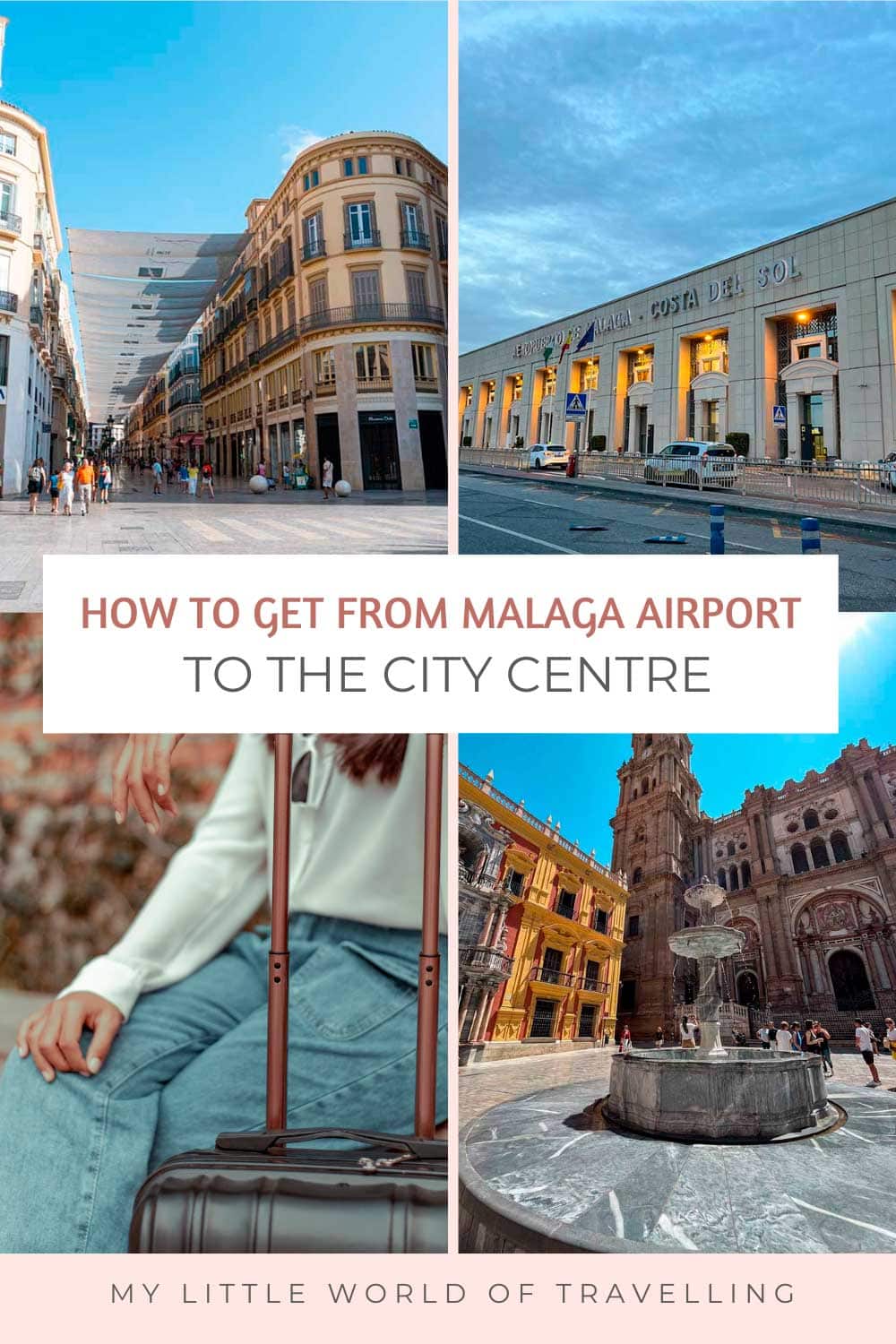 Pinterest pin that reads how to get to Malaga City Centre from the airport.