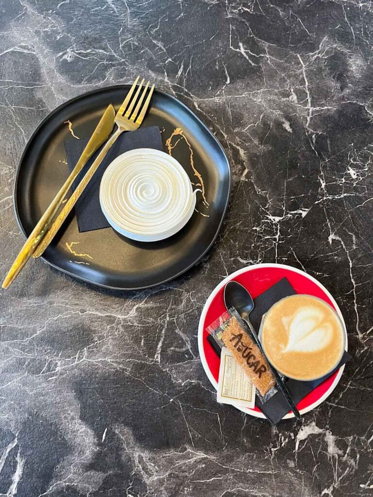 Lemon tart and coffee from Art and Gourmet Bakery Marbella.