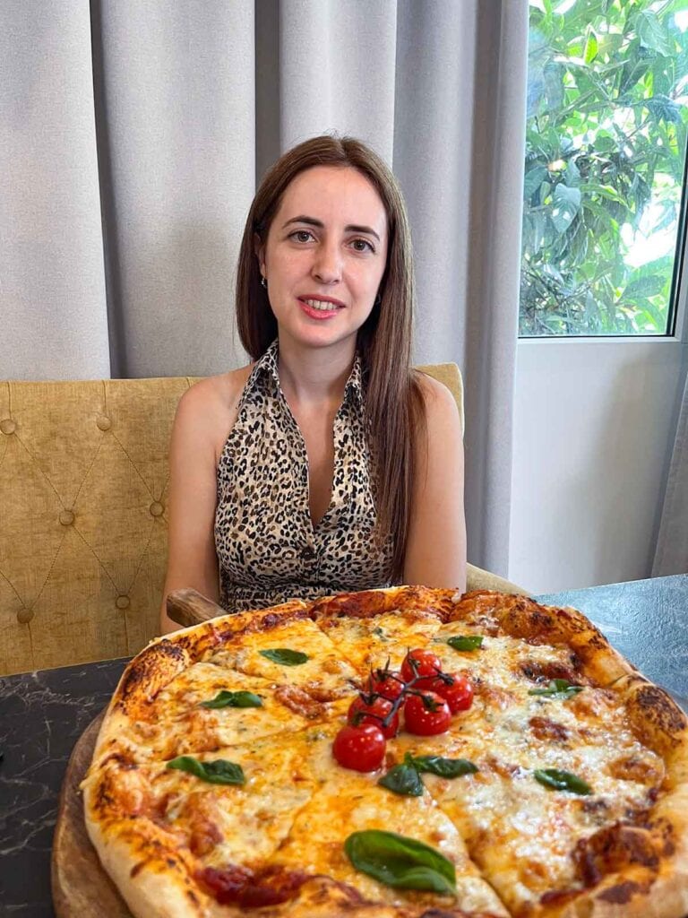 Four cheese pizza from Art and Gourmet Bakery Marbella.