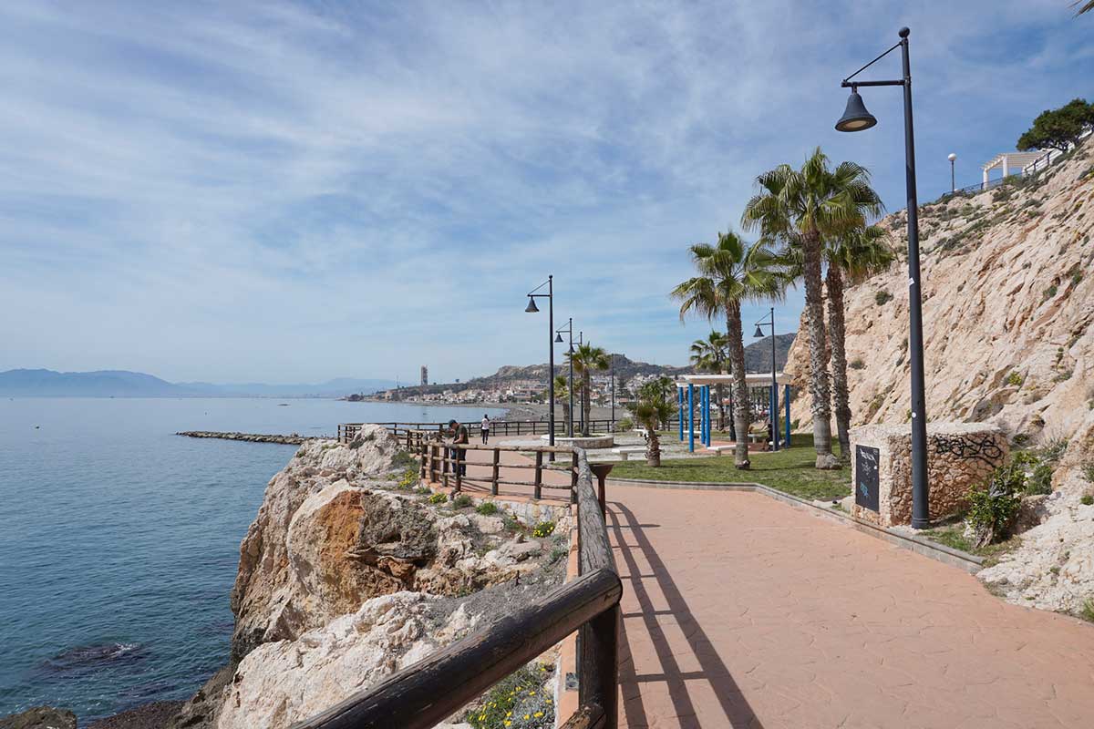 Beach promenade at Rincon de la Victoria, Malaga, Spain.