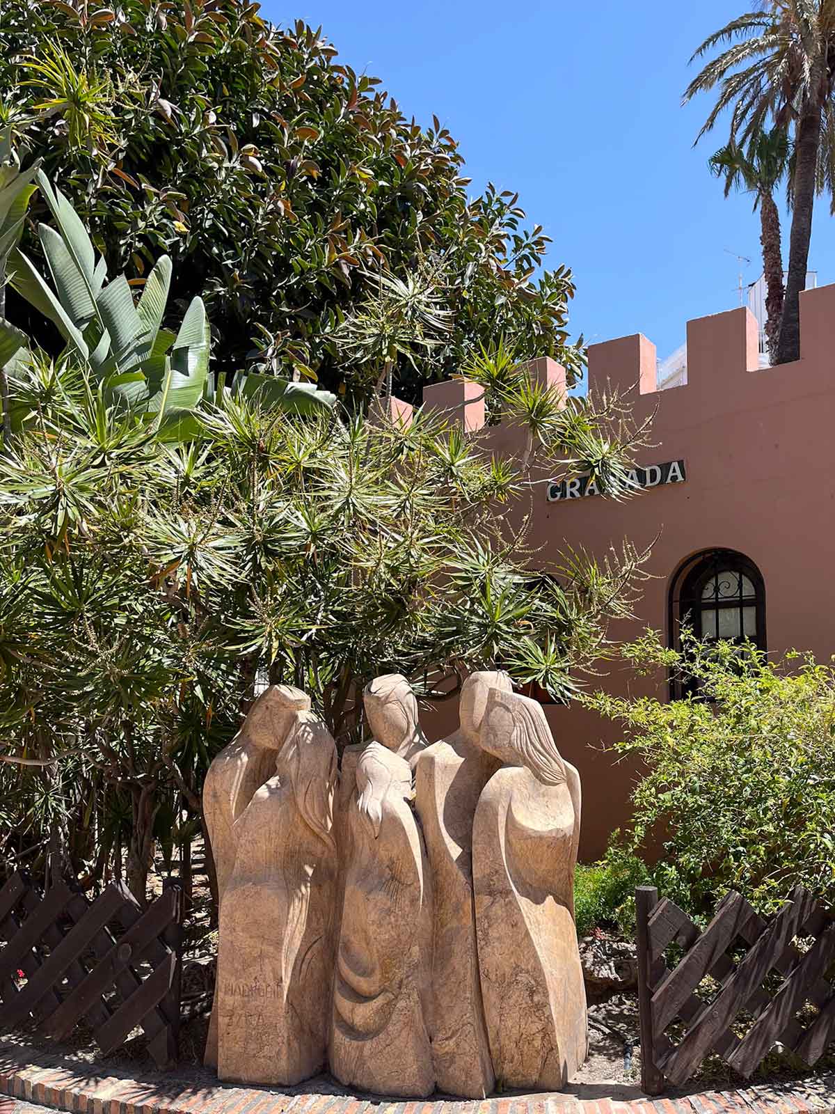 Statues at the Majuelo Botanical Park in Almunecar, Granada.