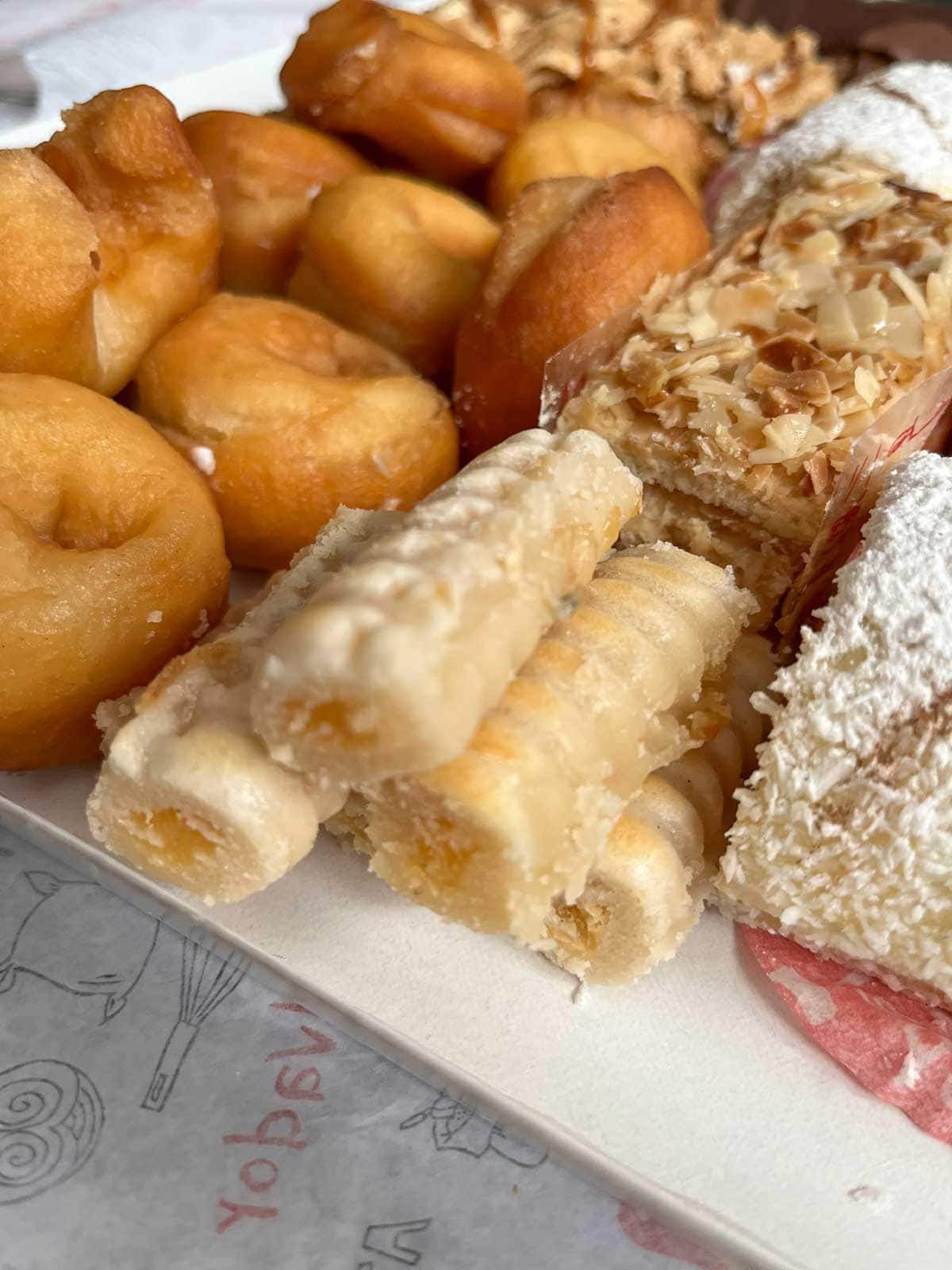 Huesos de Santo, a sweet in the shape of bones made with marzipan and egg yolks.