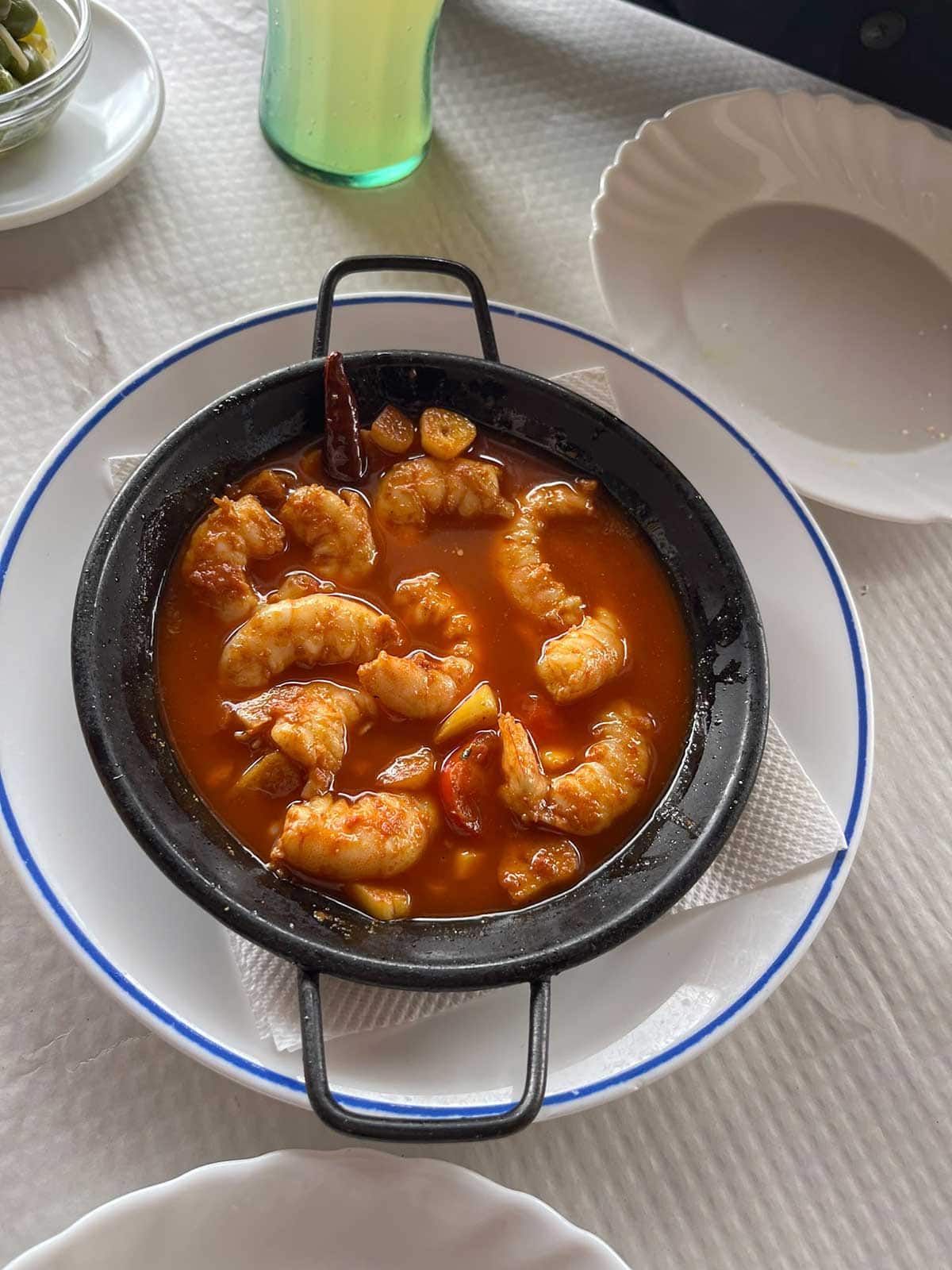 Pil pil prawns.