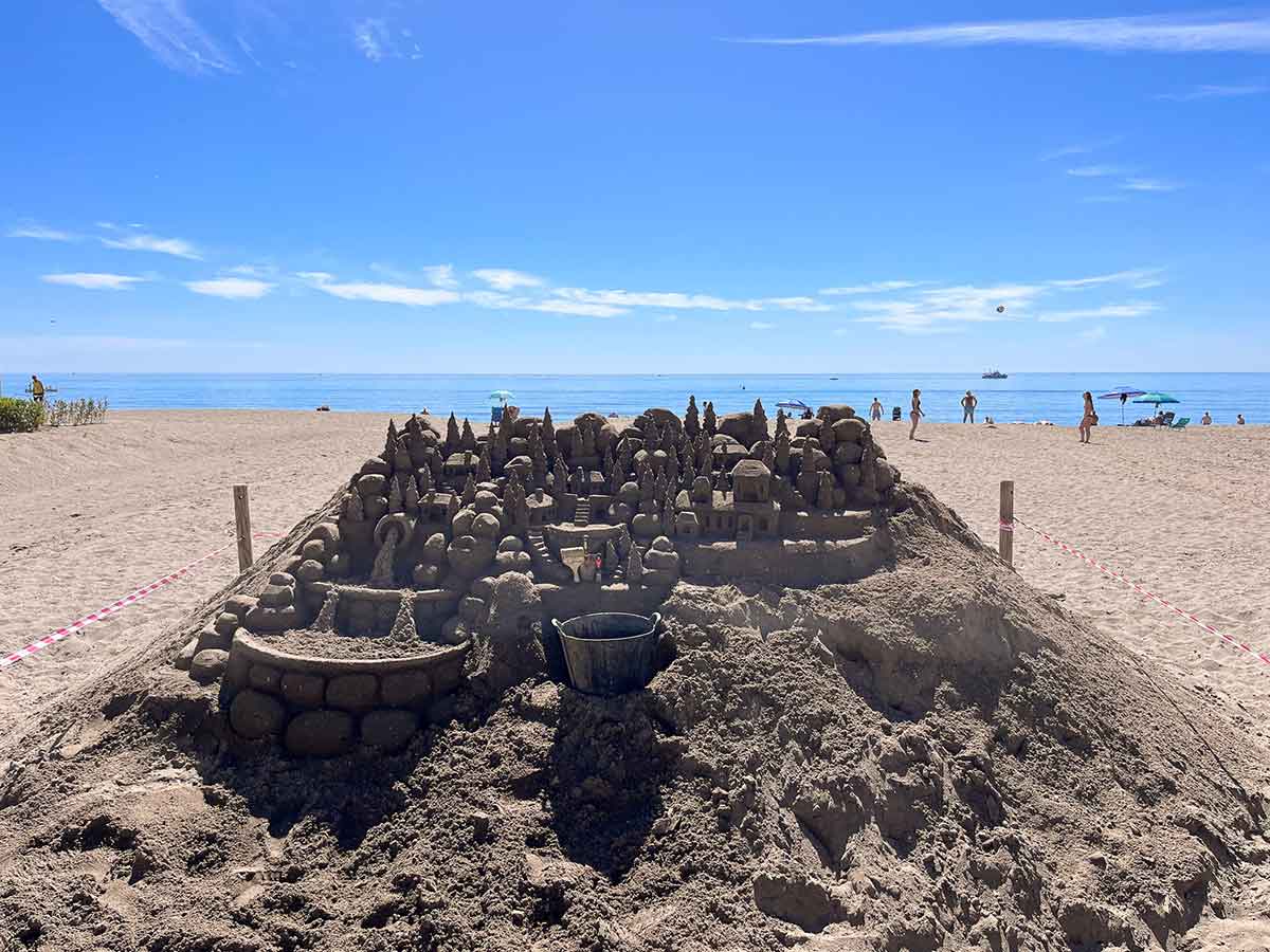 sand art in la carihuela beach, torremolinos malaga