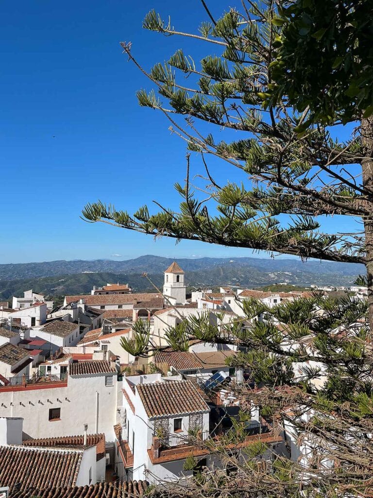 Panoramic view of Canillas de Aceituno town in Malaga, Spain.
