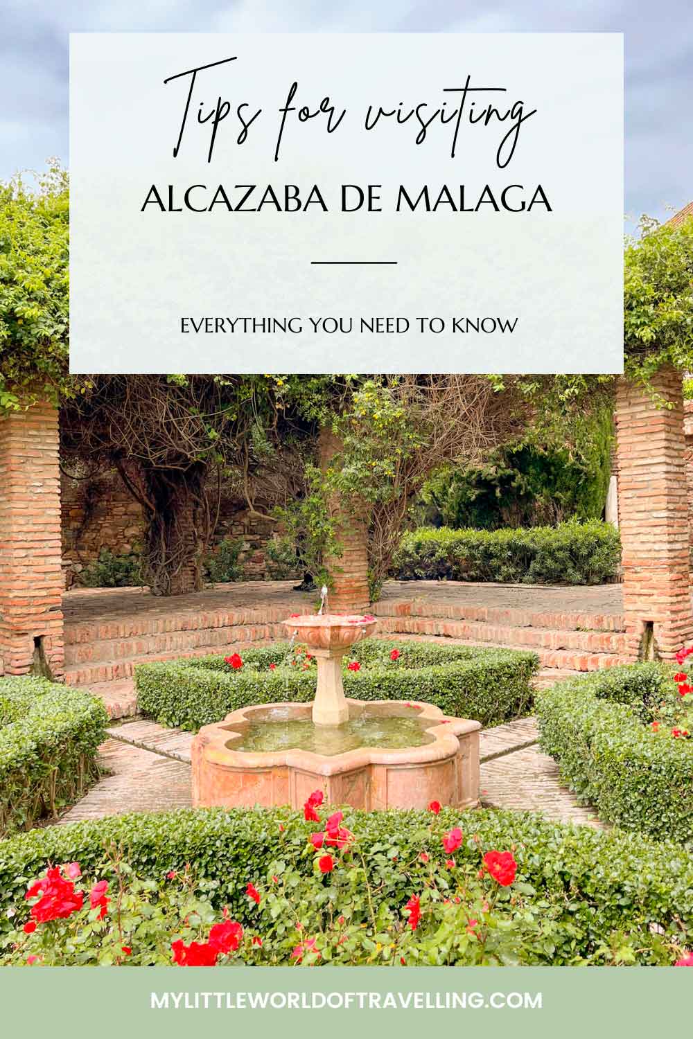 The Ultimate Guide to Exploring Alcazaba de Malaga 14 Pinterest pin that reads tips for visiting Alcazaba de Malaga.