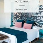Pinterest pin that shows a room at Hotel Miba Salobreña.