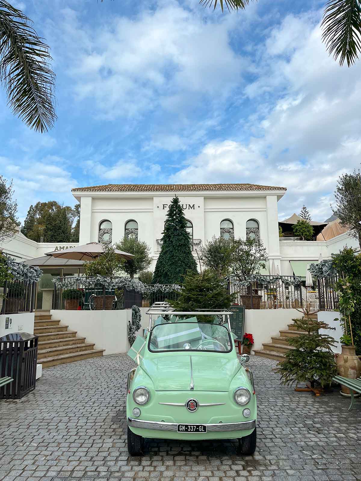 How to Spend Christmas in Marbella (Guide by a Local) 11 Forum, Marbella, decorated during the festive season.