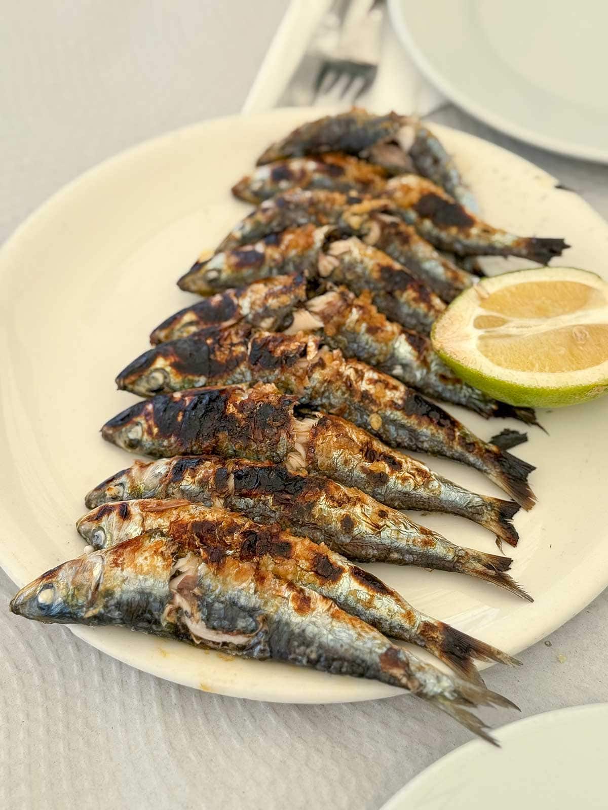 Grilled sardines from Emilio beach restaurant in Salobreña.