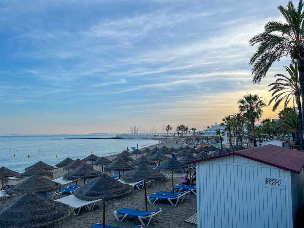 10 Best Beaches in Marbella (A Local's Favourites) 13 A beautiful sunset on beach in Marbella, Spain.