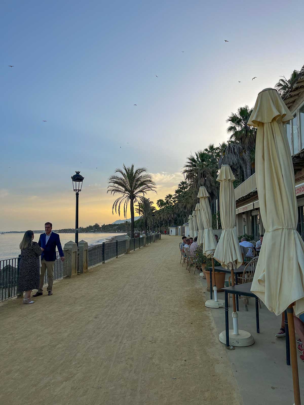My 6 Top Places to Watch the Sunset in Marbella 8 Sunset at the beach promenade in Marbella, Spain.
