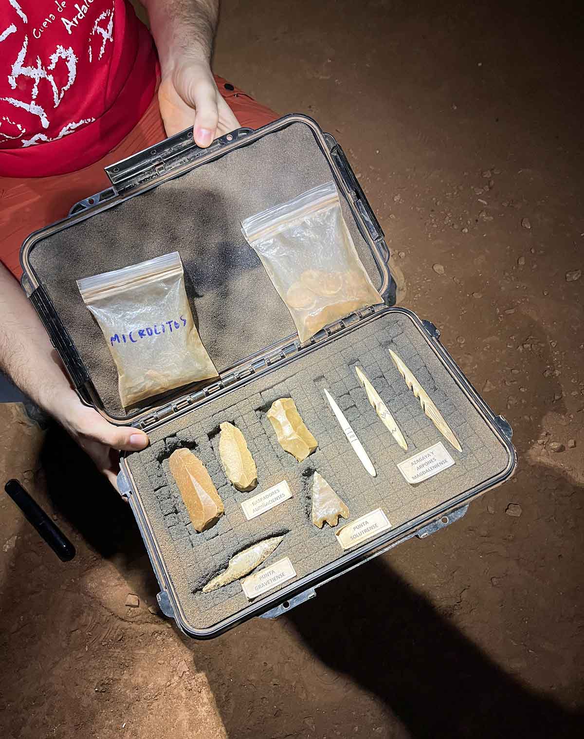 Mesolithic items extracted from Cueva de la Victoria in Rincon de la Victoria, Costa del Sol.