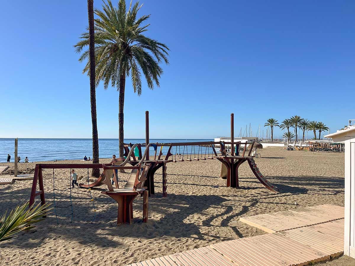 10 Best Beaches in Marbella (A Local's Favourites) 3 Playground in La Venus Beach, Marbella.