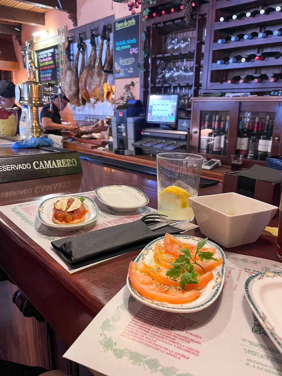 Tapas at La Chimenea tapas bar in La Linea.