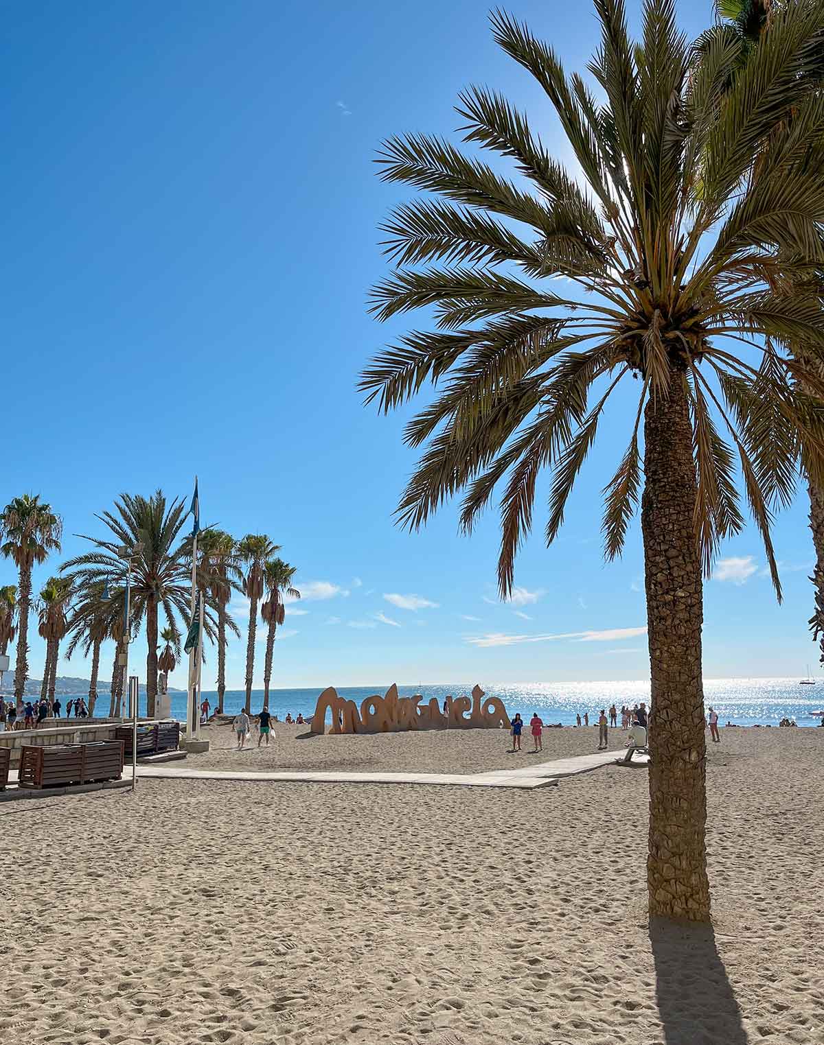 Malagueta Beach in Malaga, Spain.