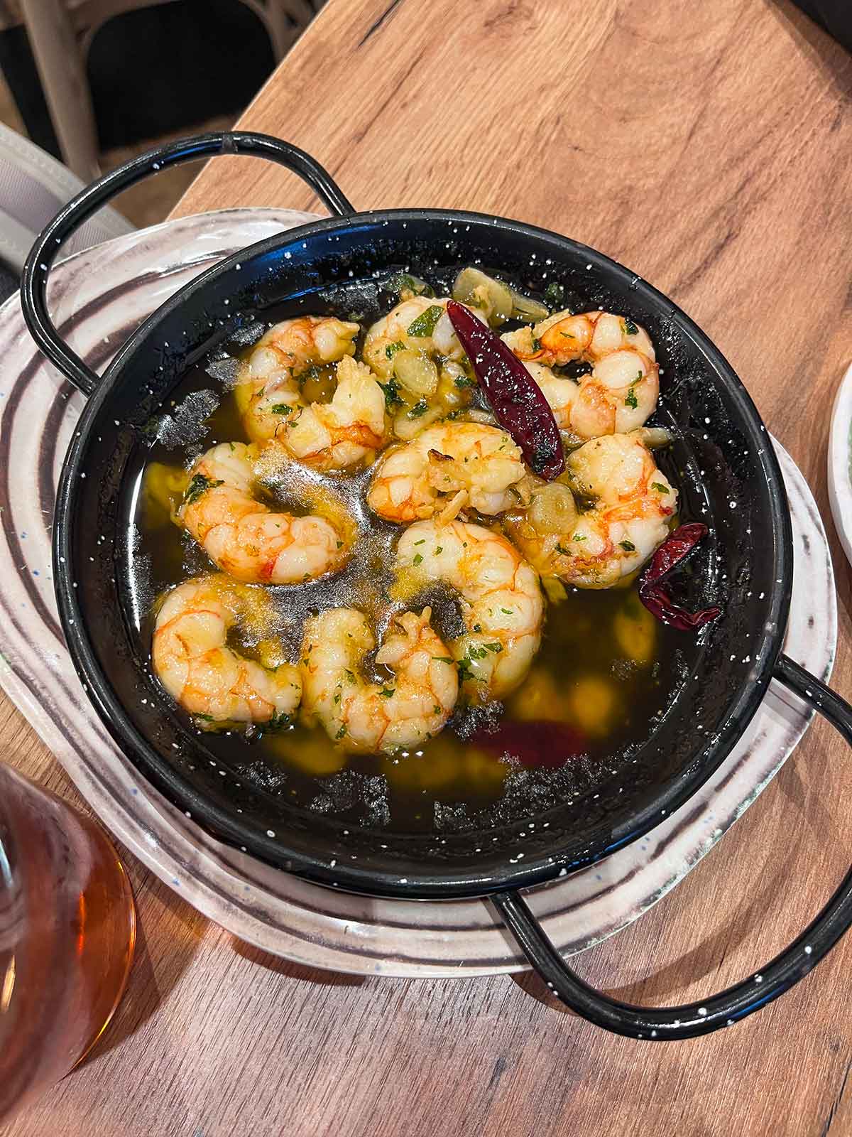 Pil pil prawns at La Bodeguiya in La Linea de la Concepcion.