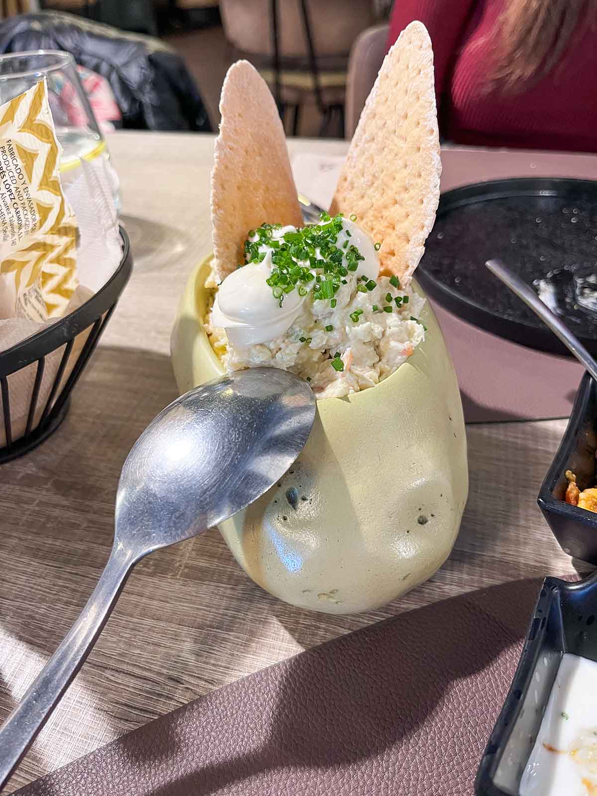 Russian salad at Bitacora Restaurant in La Linea de la Concepcion, Cadiz.