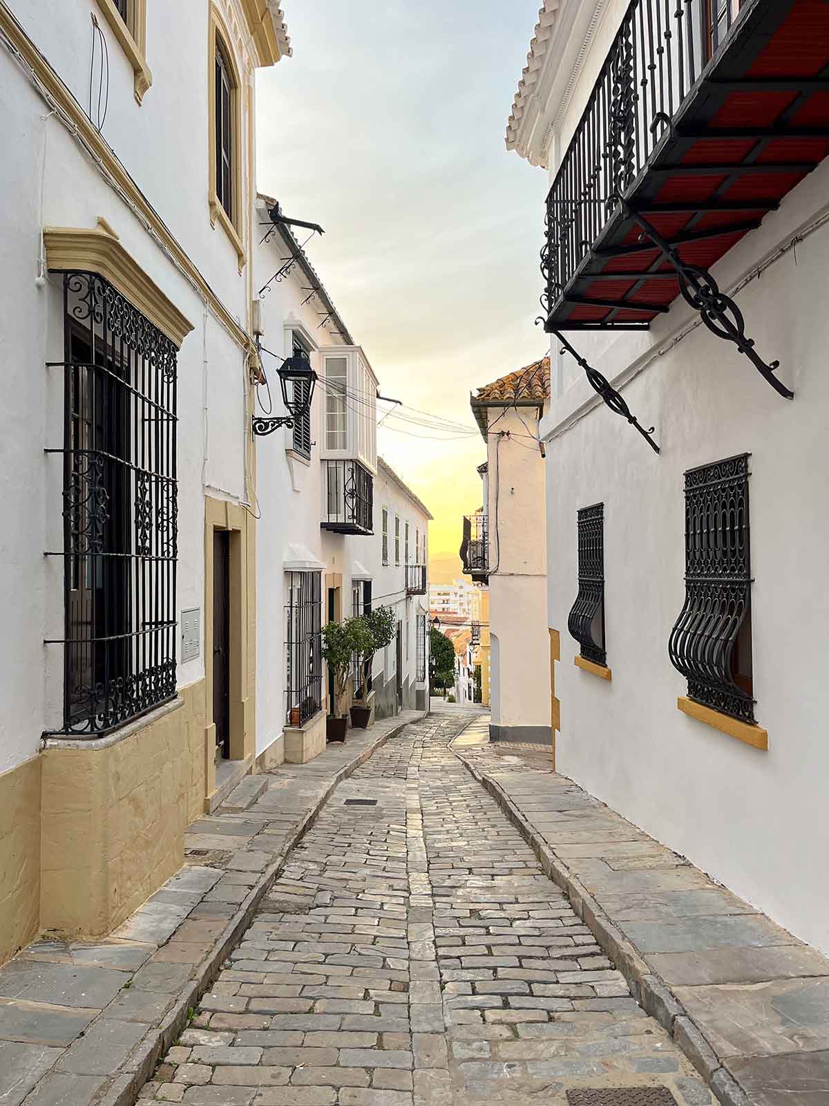 A cobblestone street in San Roque in Cadiz.