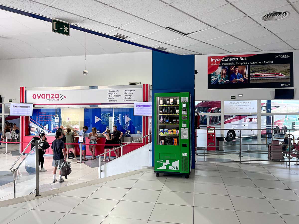 Ticket office at Marbella bus station.