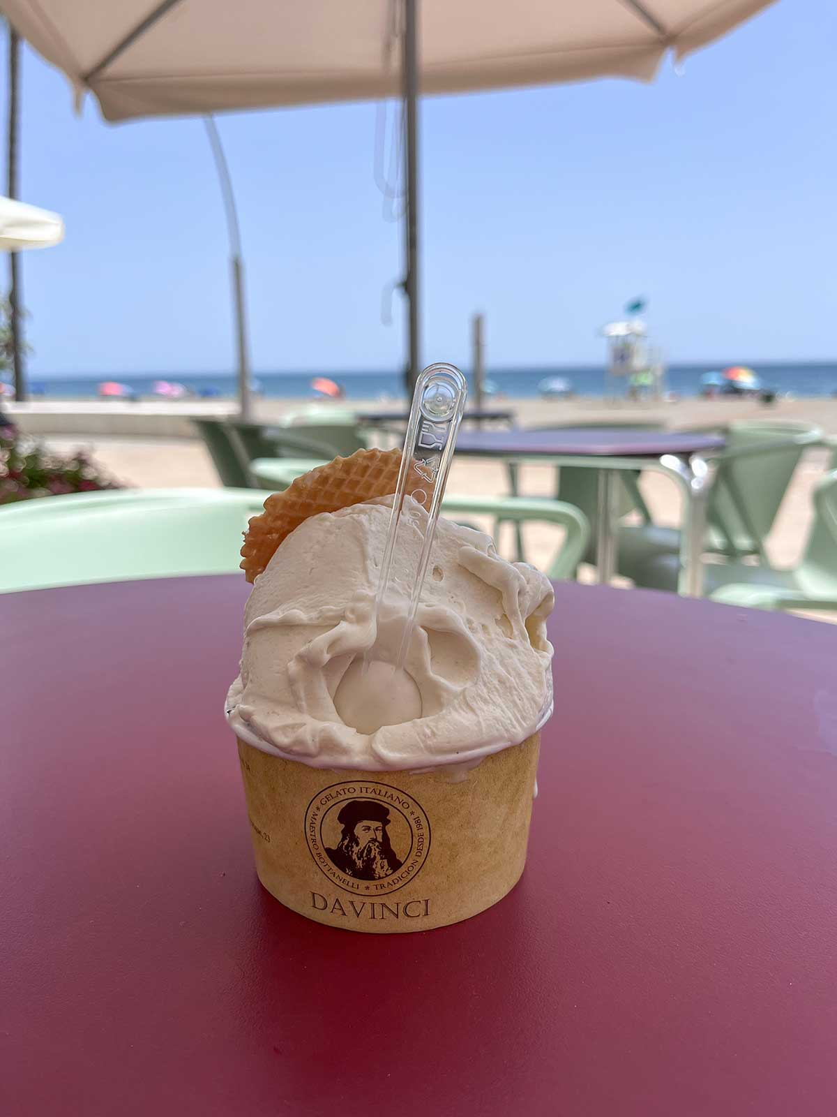 Where to Eat in Estepona (My Top Recommendations) 20 Banana ice cream from Da Vinci ice cream parlour in Estepona.