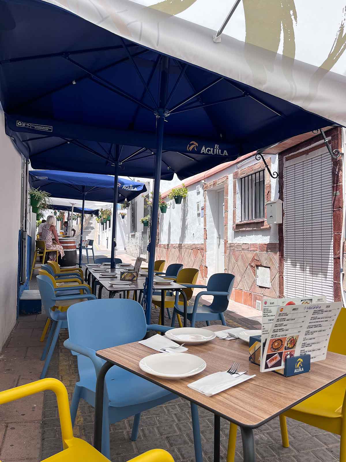 Where to Eat in Estepona (My Top Recommendations) 17 Outdoor seating at El Patio del Macarena in Estepona Old Town, Malaga, Spain.