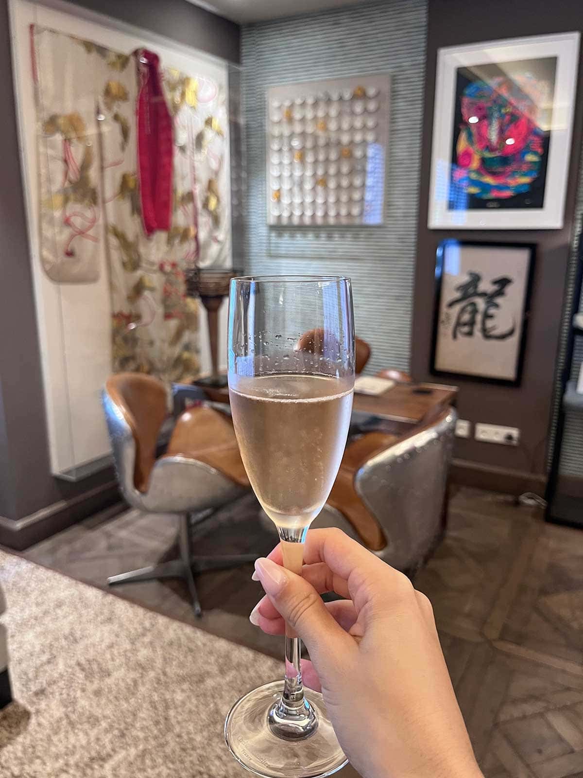 Complimentary cava when you arrive at Nobu Hotel Marbella.