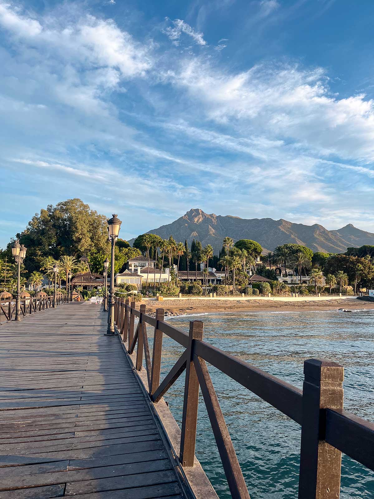 La Concha mountain views from Marbella pier.