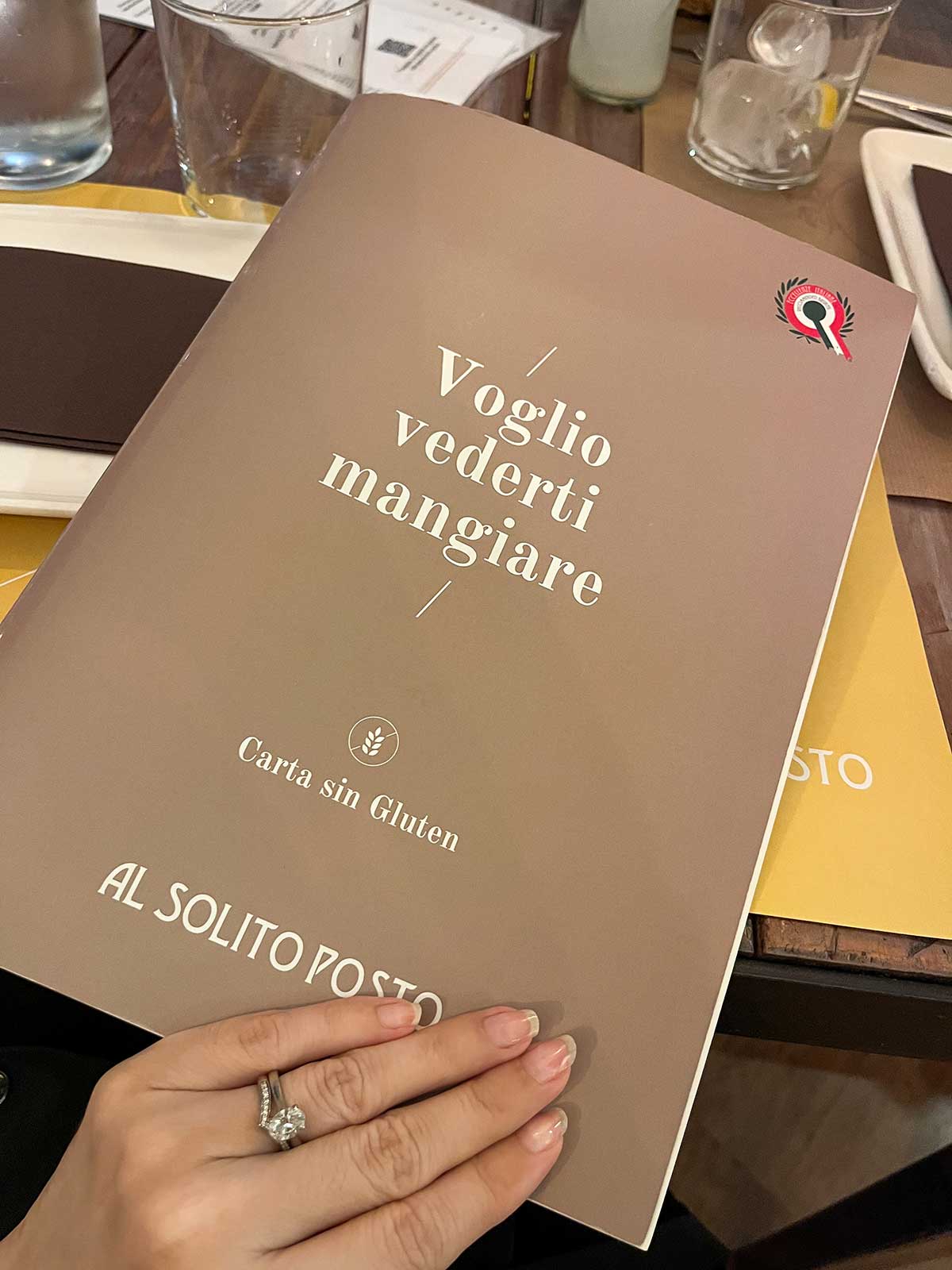 Ultimate Guide to Gluten-Free Seville 3 Gluten-free menu at Al Solito Posto in Seville, Spain.